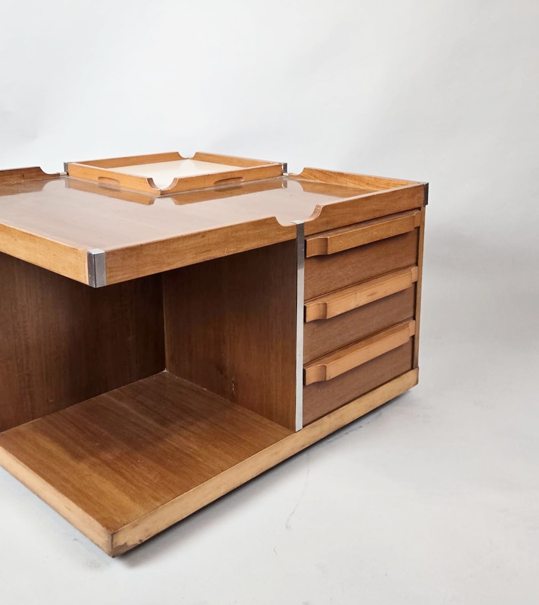 Mid-Century Modern Square Storage Coffee Table, Bernini, Italy, 1960s