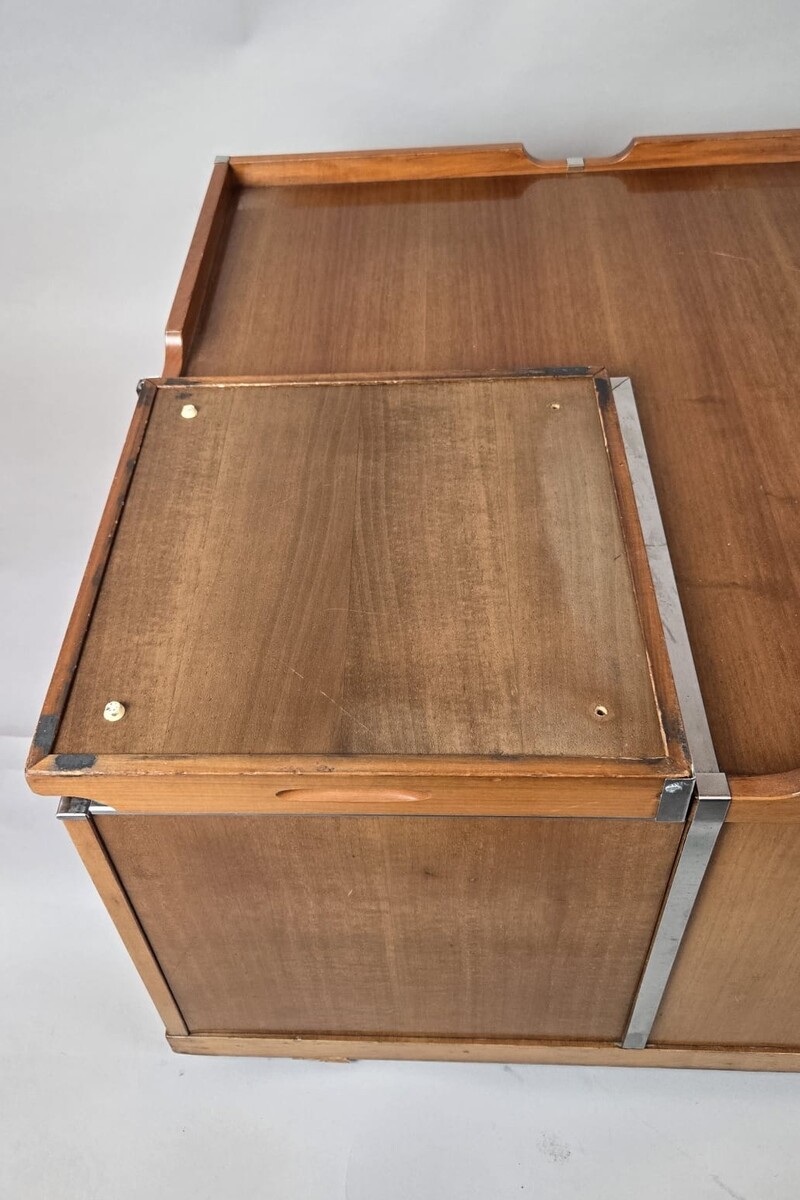 Mid-Century Modern Square Storage Coffee Table, Bernini, Italy, 1960s