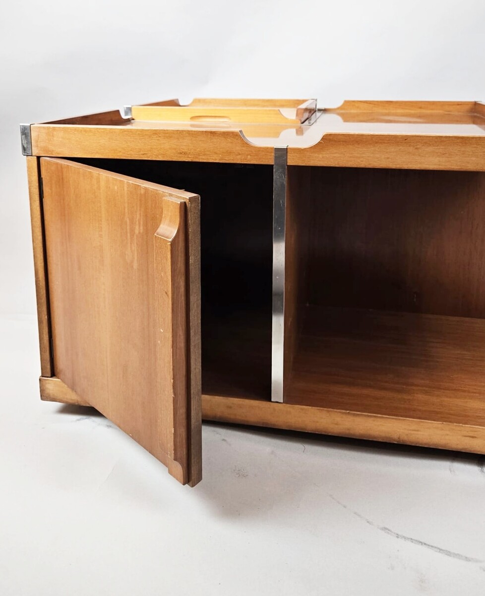 Mid-Century Modern Square Storage Coffee Table, Bernini, Italy, 1960s