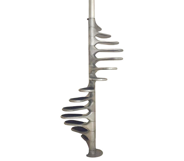 Mid Century Modern Staircase by Roger Tallon, Galerie Laroche in Aluminum, Rubber, France, 1960s - 14 steps