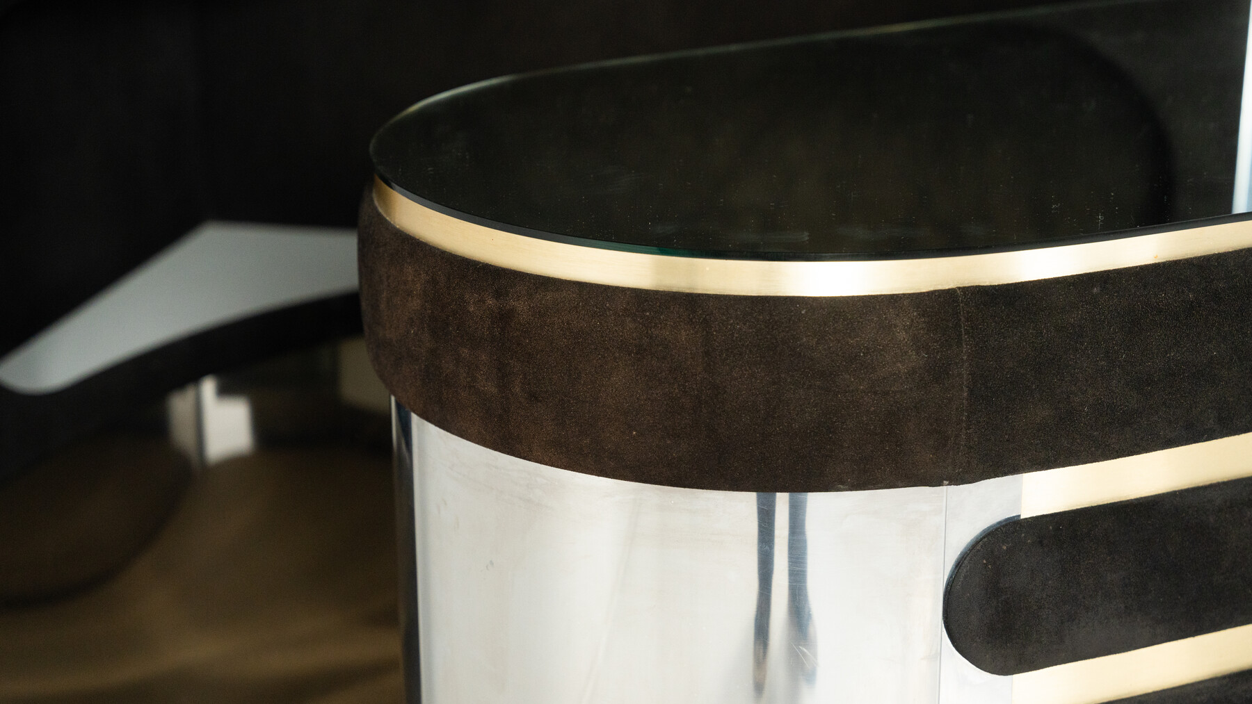 Mid-Century Modern Suede Bar by Willy Rizzo, Italy, 1970s