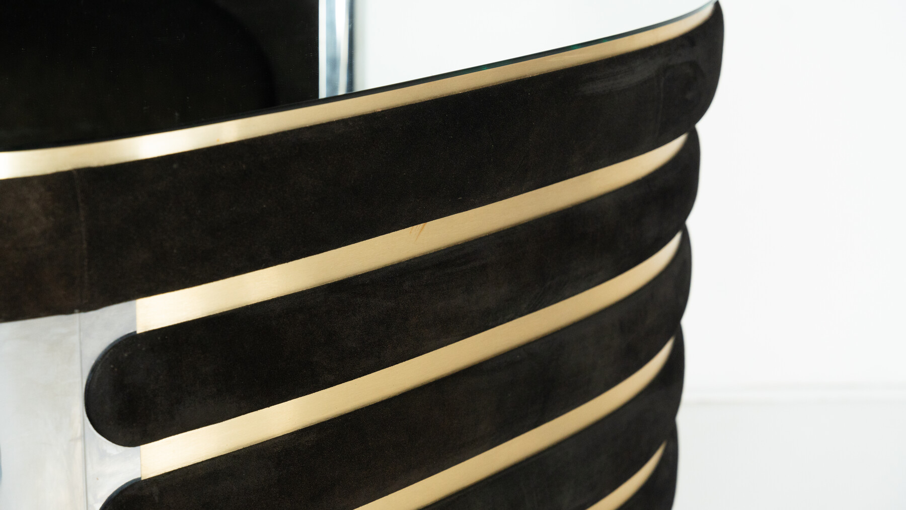 Mid-Century Modern Suede Bar by Willy Rizzo, Italy, 1970s