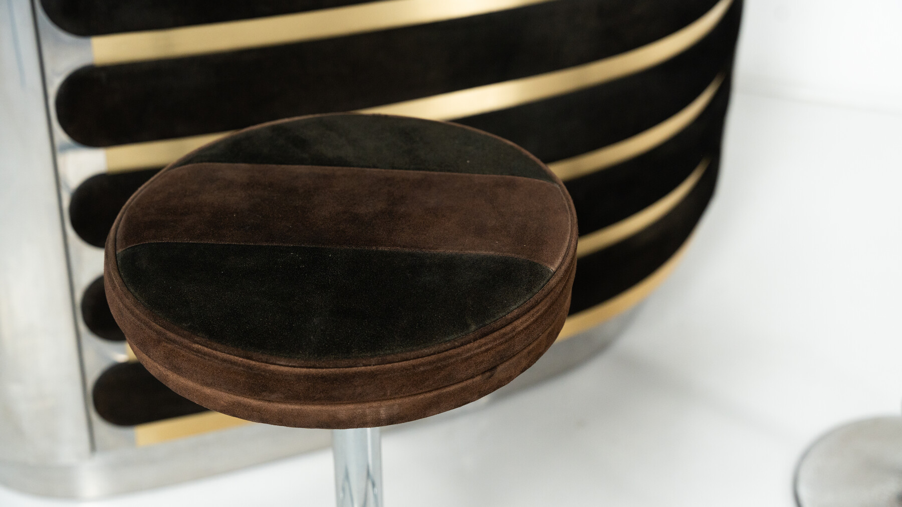 Mid-Century Modern Suede Bar by Willy Rizzo, Italy, 1970s