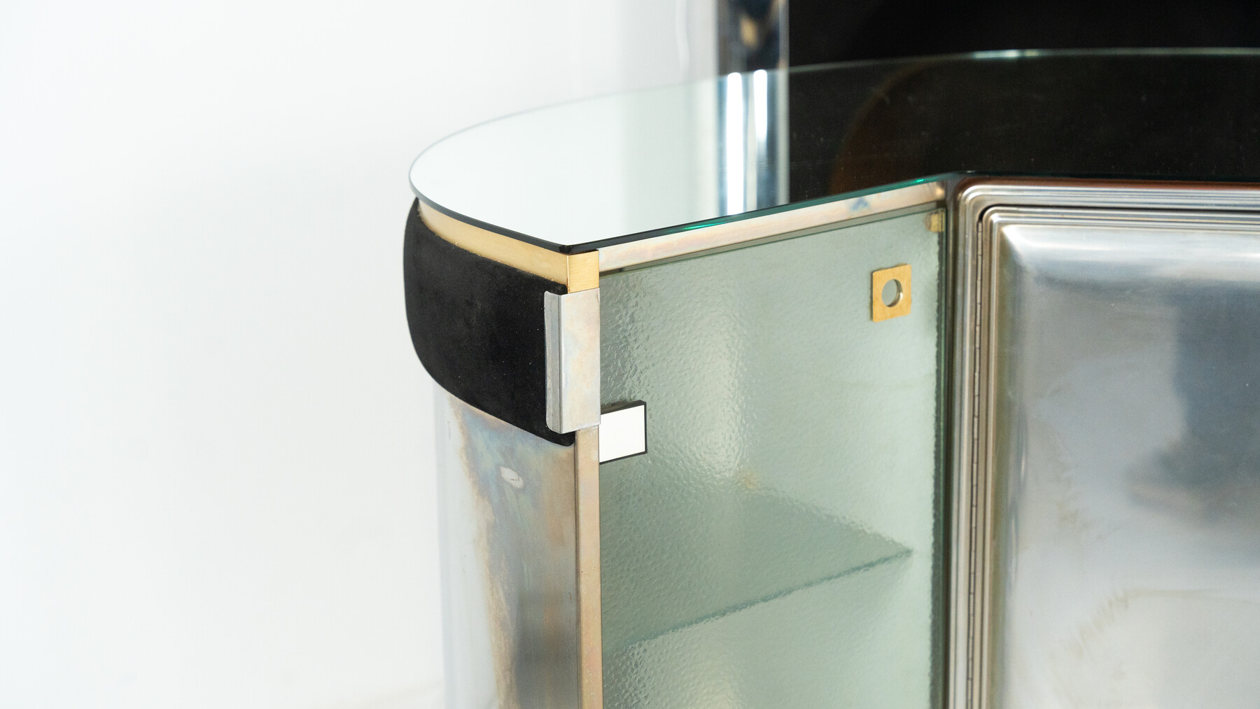 Mid-Century Modern Suede Bar by Willy Rizzo, Italy, 1970s