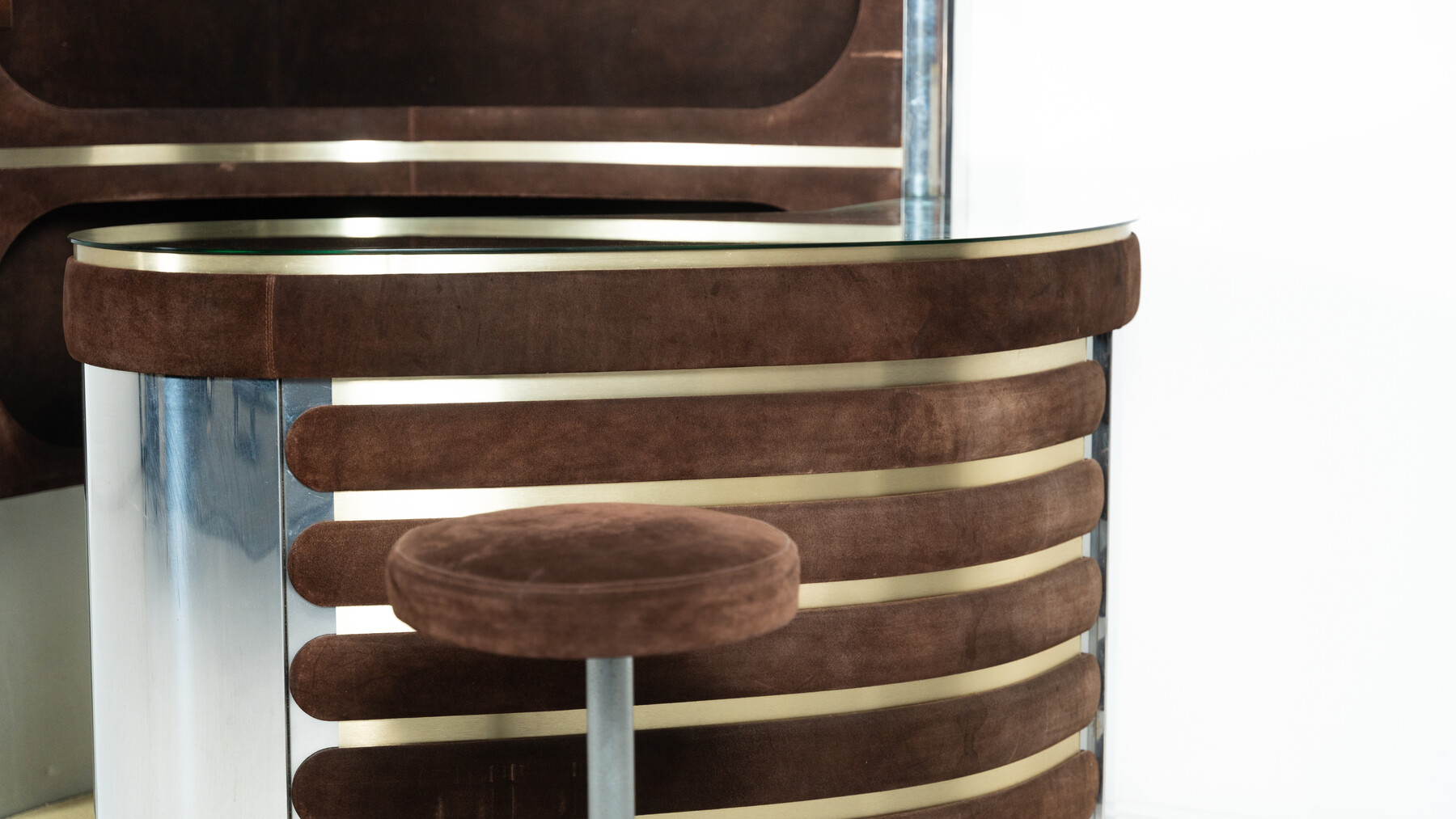 Mid-Century Modern Suede Bar by Willy Rizzo, Italy, 1970s