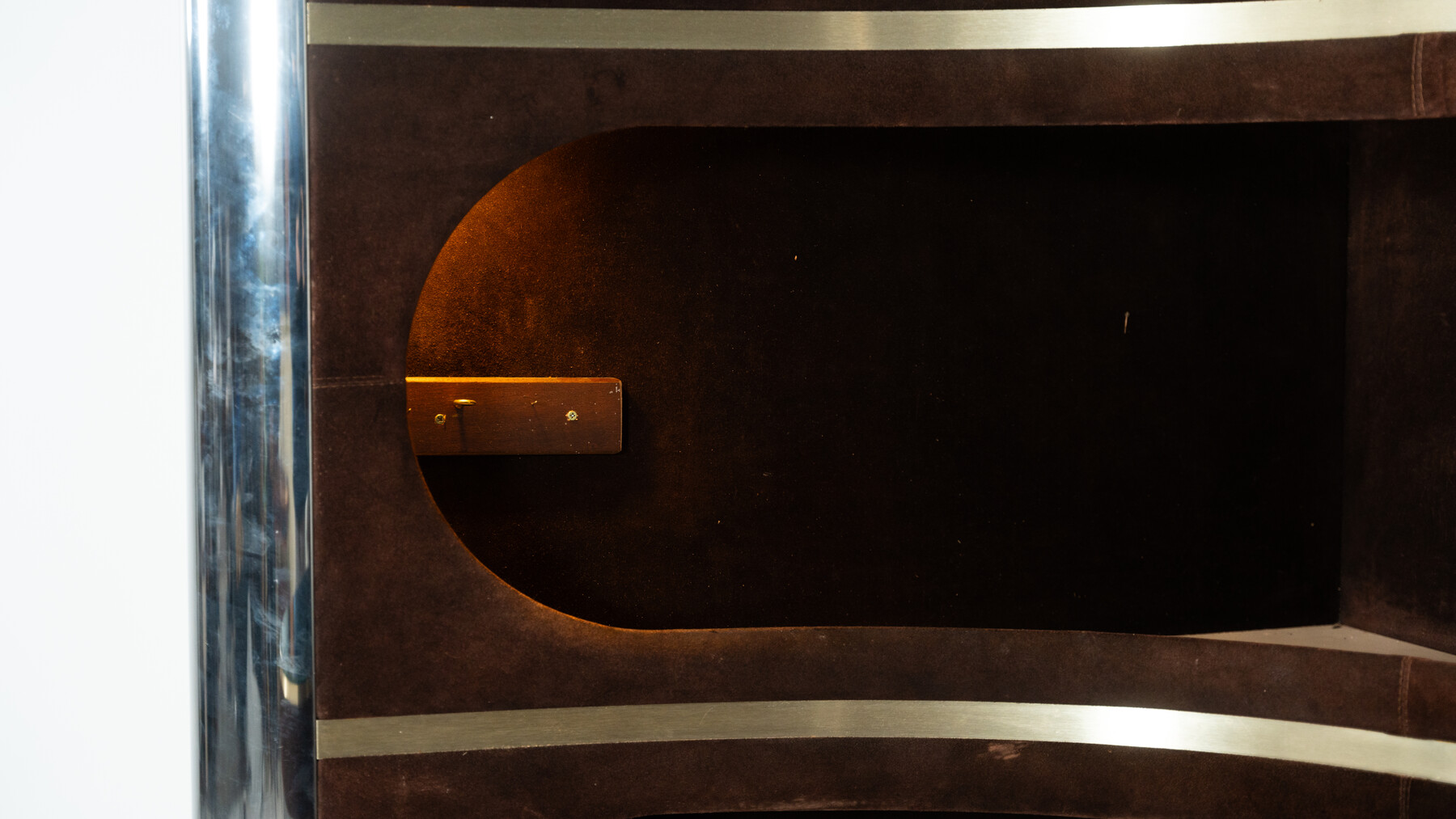 Mid-Century Modern Suede Bar by Willy Rizzo, Italy, 1970s