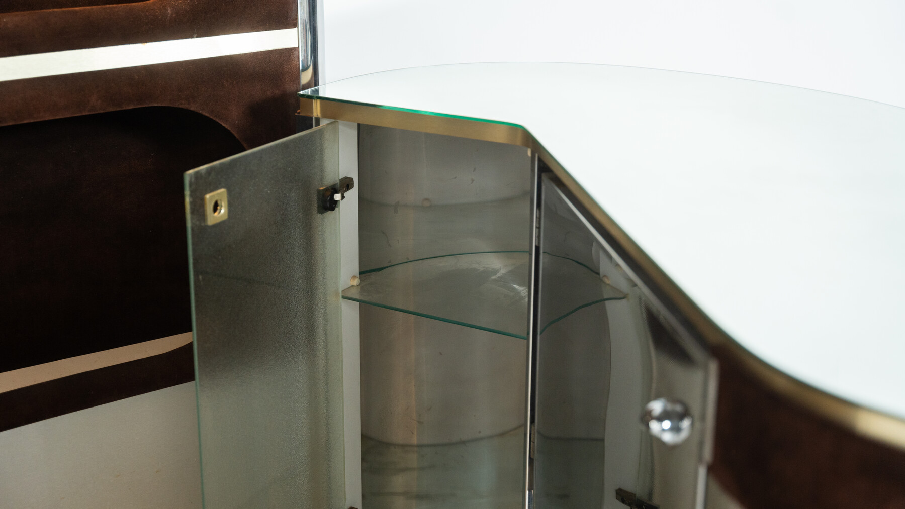 Mid-Century Modern Suede Bar by Willy Rizzo, Italy, 1970s