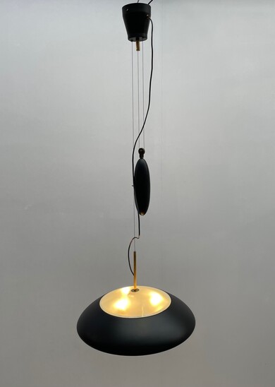 Mid-Century Modern Suspension With Counterweight by Oscar Torlasco, Italy, 1950s