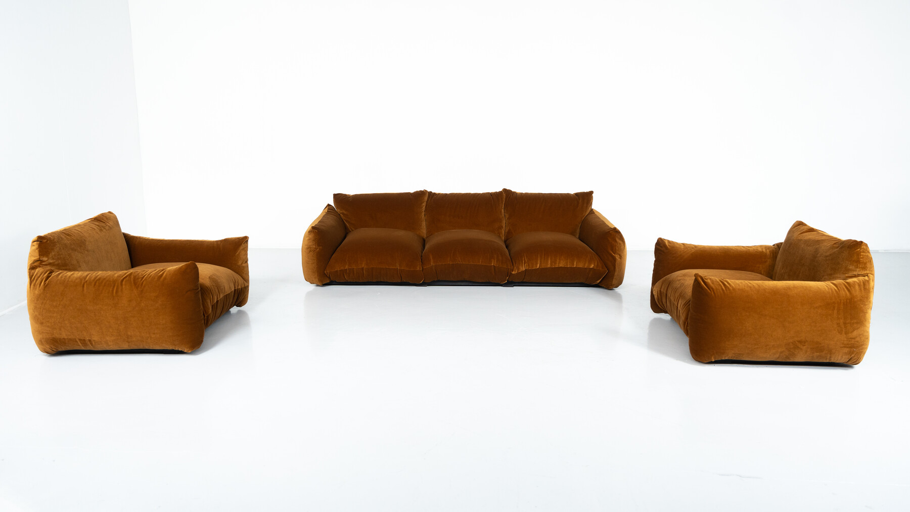 Mid-Century Modern Three Seater Marenco Sofa by Mario Marenco- New Velvet Upholstery