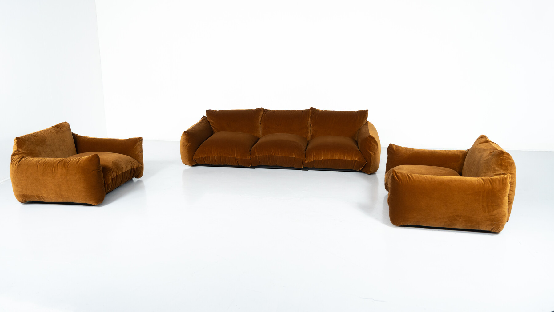 Mid-Century Modern Three Seater Marenco Sofa by Mario Marenco- New Velvet Upholstery
