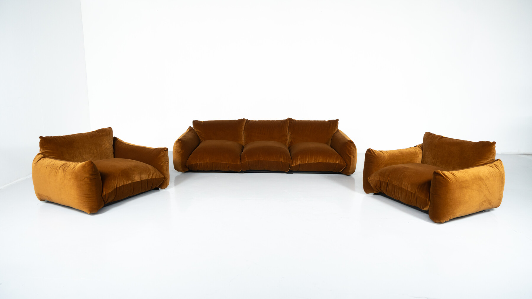 Mid-Century Modern Three Seater Marenco Sofa by Mario Marenco- New Velvet Upholstery
