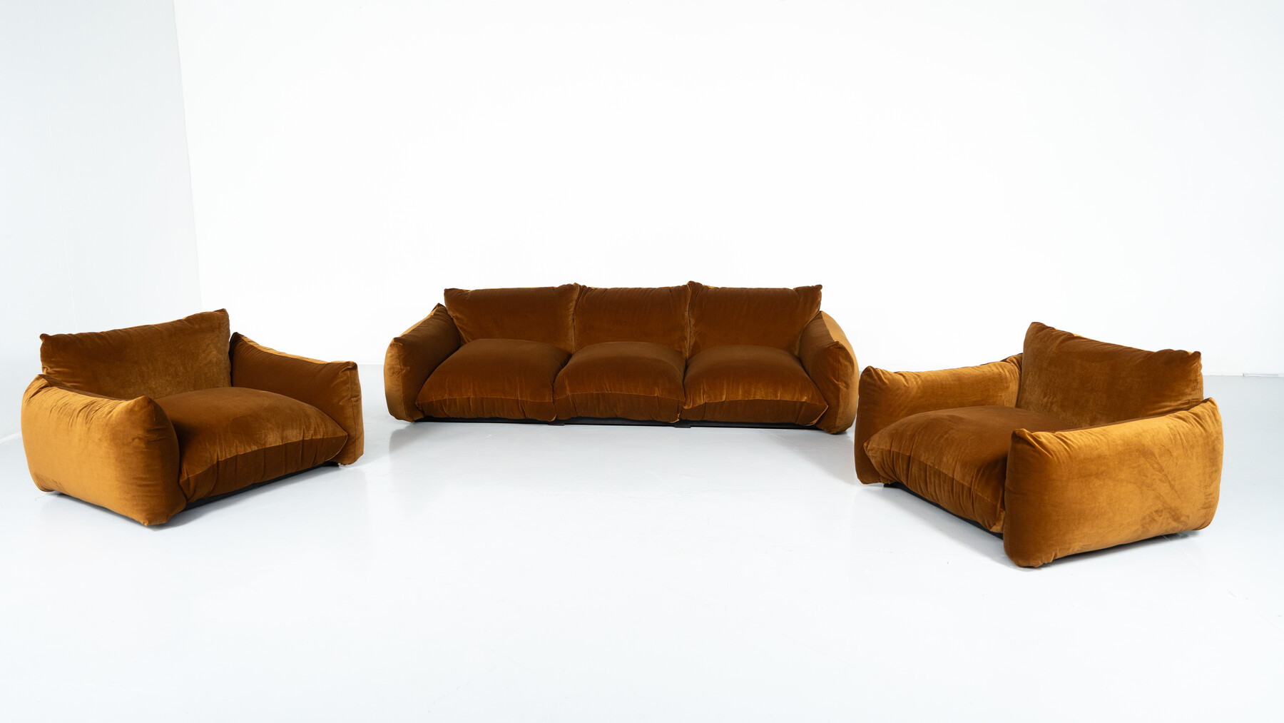 Mid-Century Modern Three Seater Marenco Sofa by Mario Marenco- New Velvet Upholstery