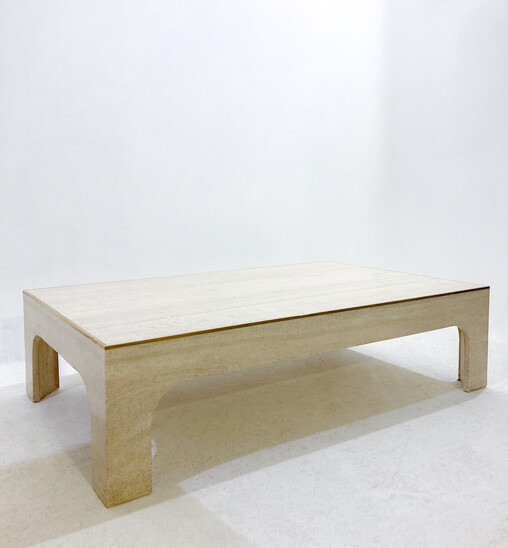 Mid-Century Modern Travertine Coffee Table by Willy Rizzo, Italy, 1960s