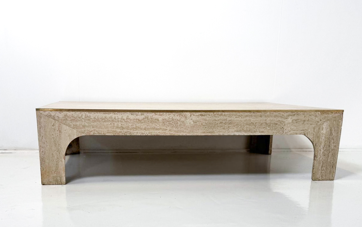 Mid-Century Modern Travertine Coffee Table by Willy Rizzo, Italy, 1970s