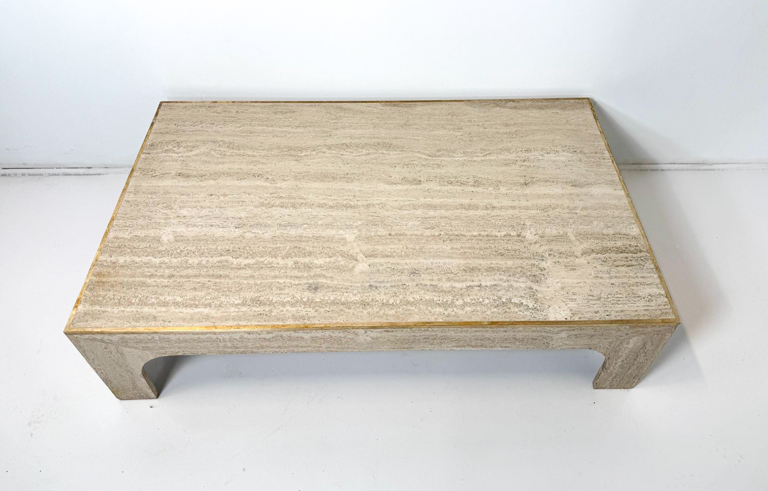 Mid-Century Modern Travertine Coffee Table by Willy Rizzo, Italy, 1970s