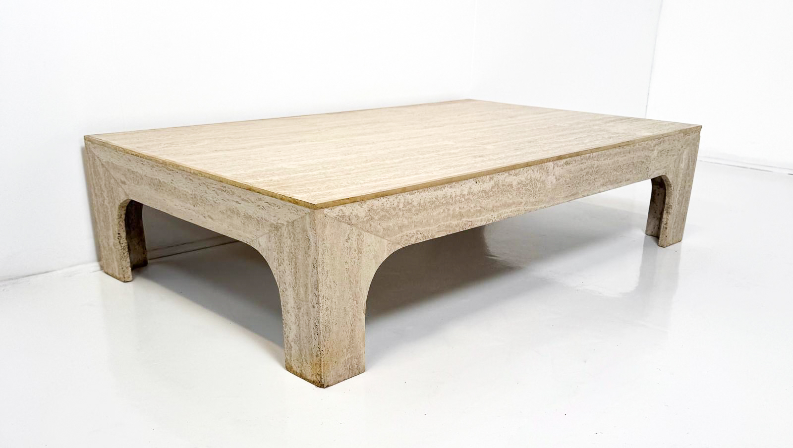 Mid-Century Modern Travertine Coffee Table by Willy Rizzo, Italy, 1970s