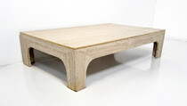 Mid-Century Modern Travertine Coffee Table by Willy Rizzo, Italy, 1970s