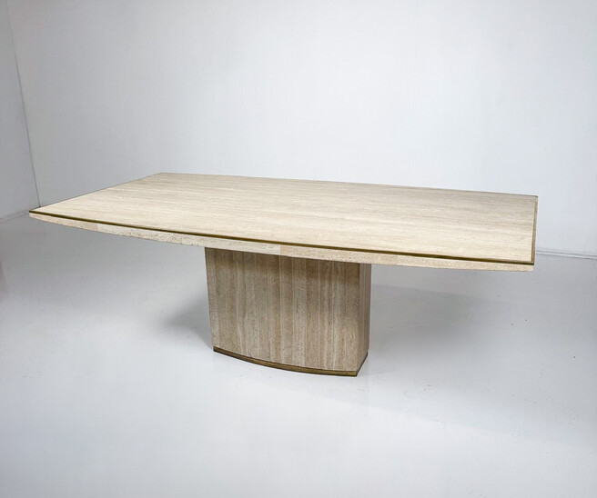 Mid-Century Modern Travertine Dining Table by Willy Rizzo, 1970s