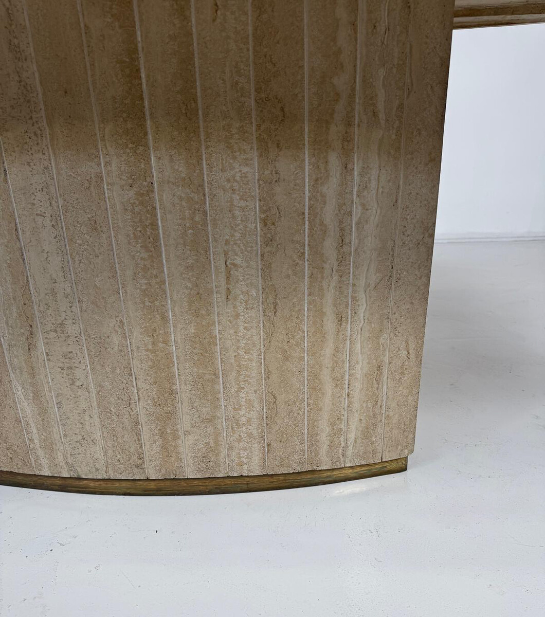 Mid-Century Modern Travertine Dining Table by Willy Rizzo, 1970s
