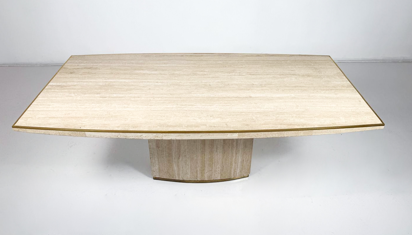 Mid-Century Modern Travertine Dining Table by Willy Rizzo, 1970s