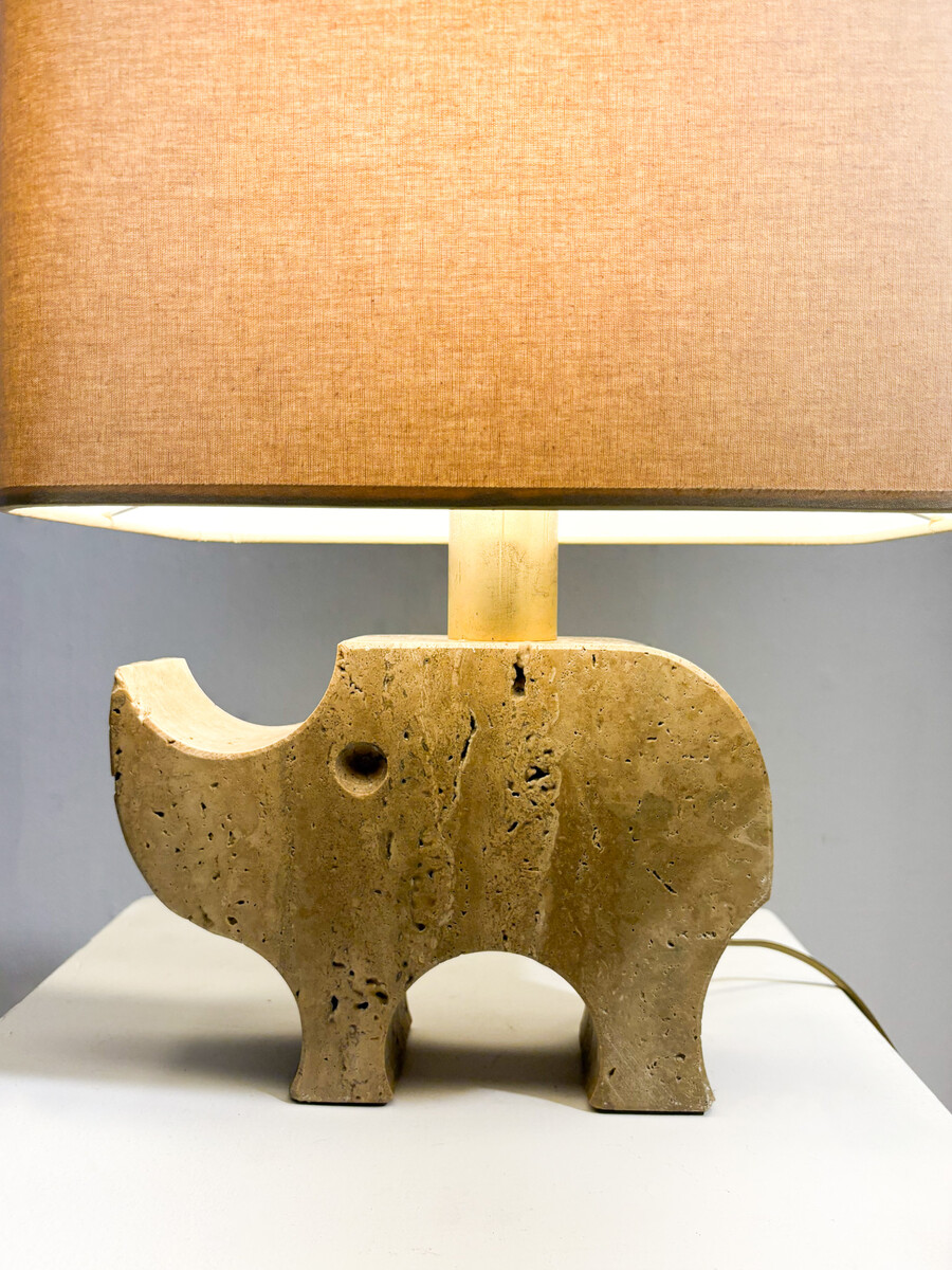 Mid-Century Modern Travertine Rhinoceros Table Lamp by Fratelli Manelli, 1970s