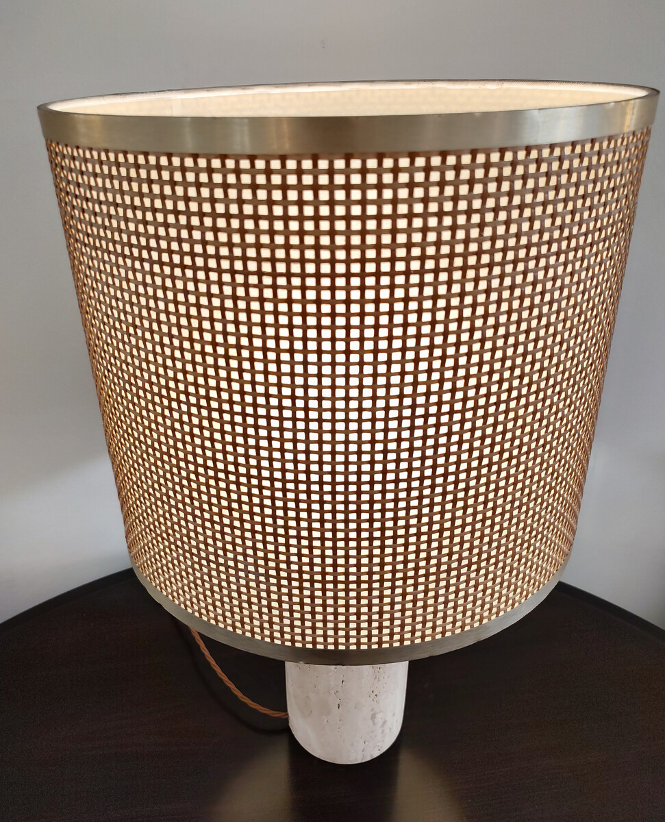 Mid-Century Modern Travertine Table Lamp, 1970s