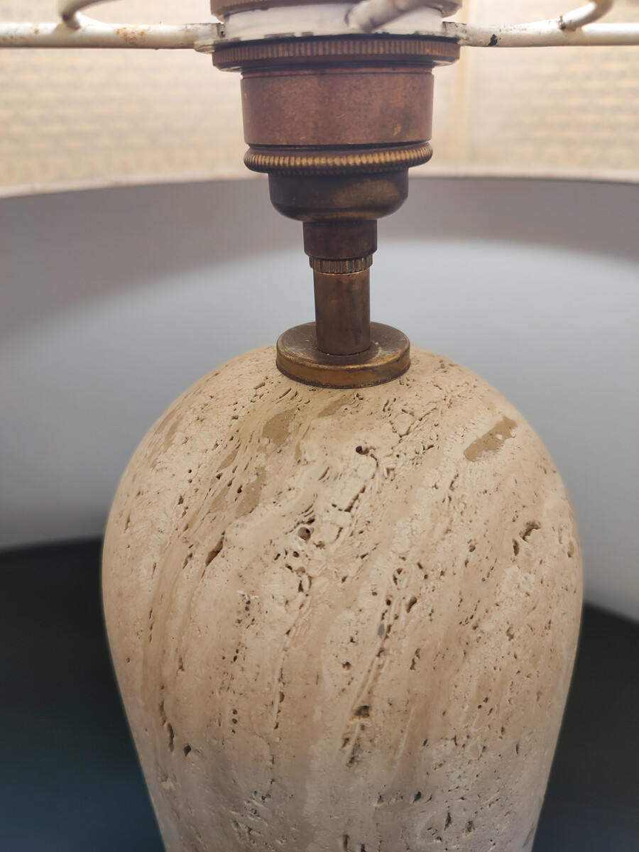 Mid-Century Modern Travertine Table Lamp, 1970s