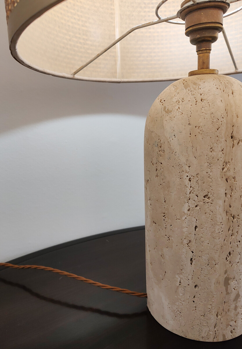 Mid-Century Modern Travertine Table Lamp, 1970s