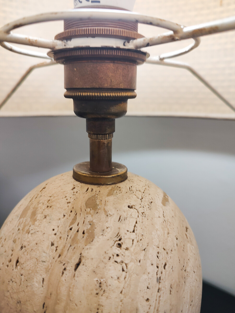 Mid-Century Modern Travertine Table Lamp, 1970s