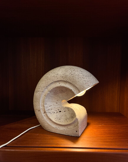 Mid-Century Modern Travertine Table Lamp by Giuliano Cesari for Sormani, Italy, 1970s