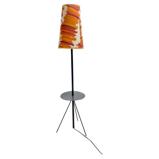 Mid-Century Modern Tripod Floor Lamp, Original Lampshade, Italy, 1950S