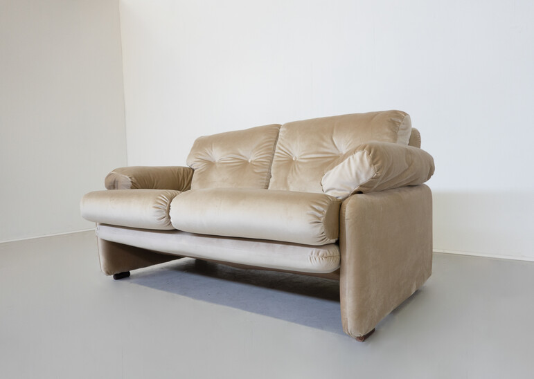 Mid-Century Modern Two-Seater Coronado Sofa by Tobia & Afra Scarpa, Italy, 1960s - New Upholstery