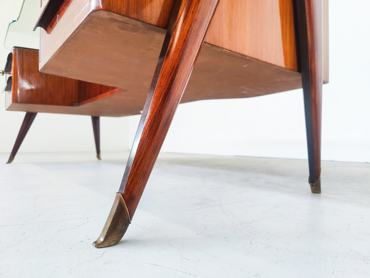 Mid-Century Modern Vittorio Dassi Desk, Wood and Glass, 1950s