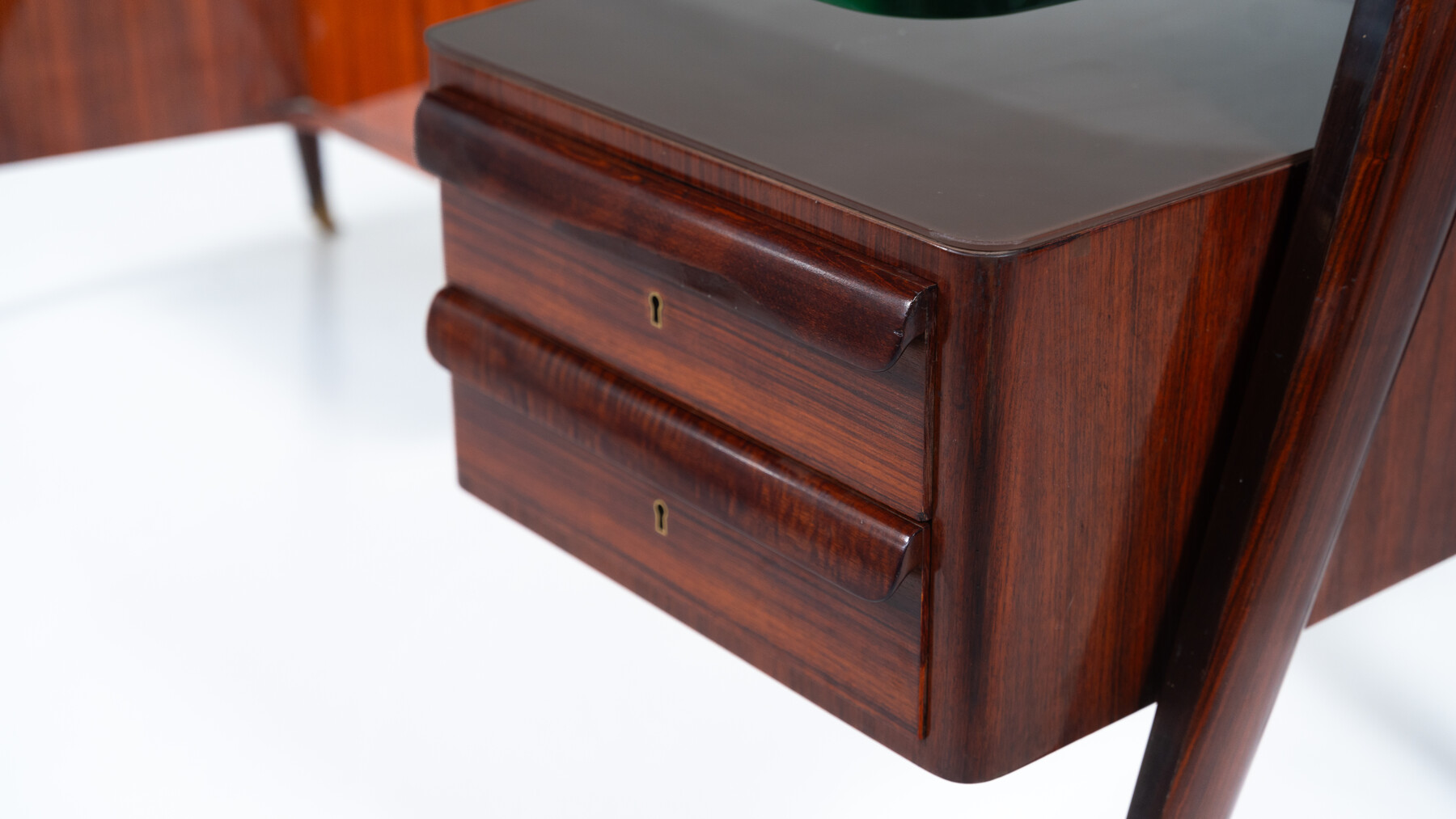 Mid-Century Modern Vittorio Dassi Desk, Wood and Glass, 1950s