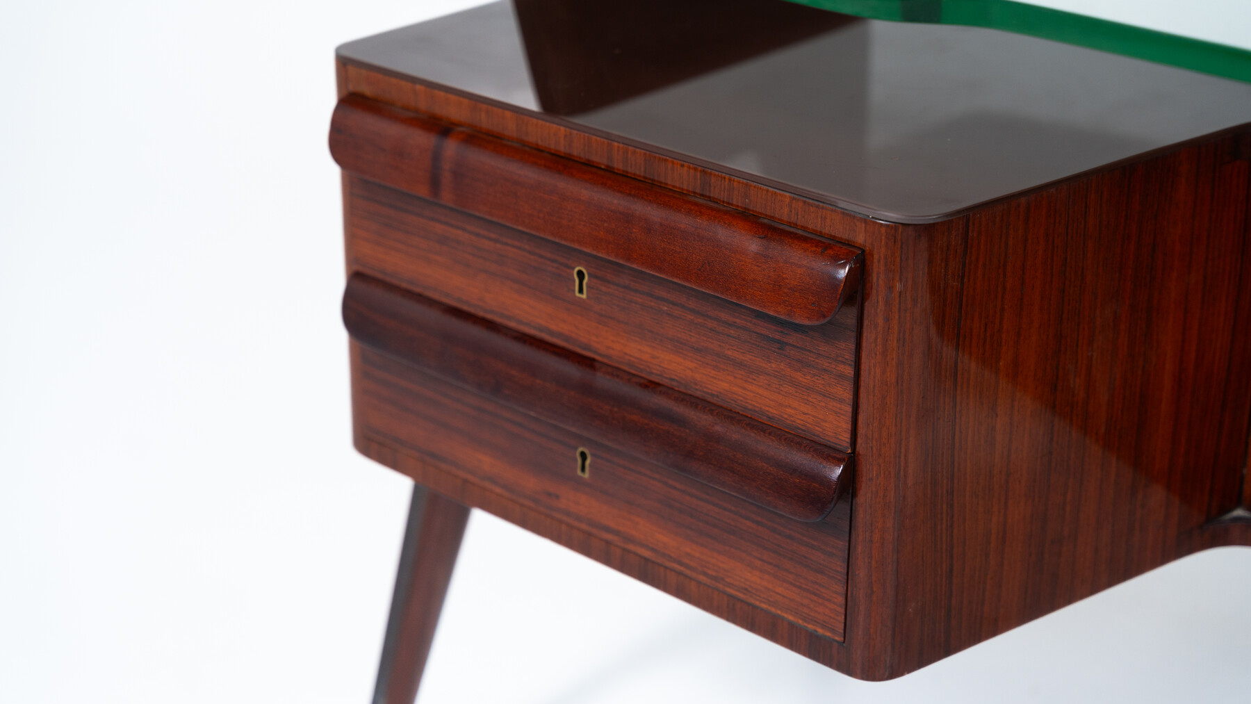 Mid-Century Modern Vittorio Dassi Desk, Wood and Glass, 1950s