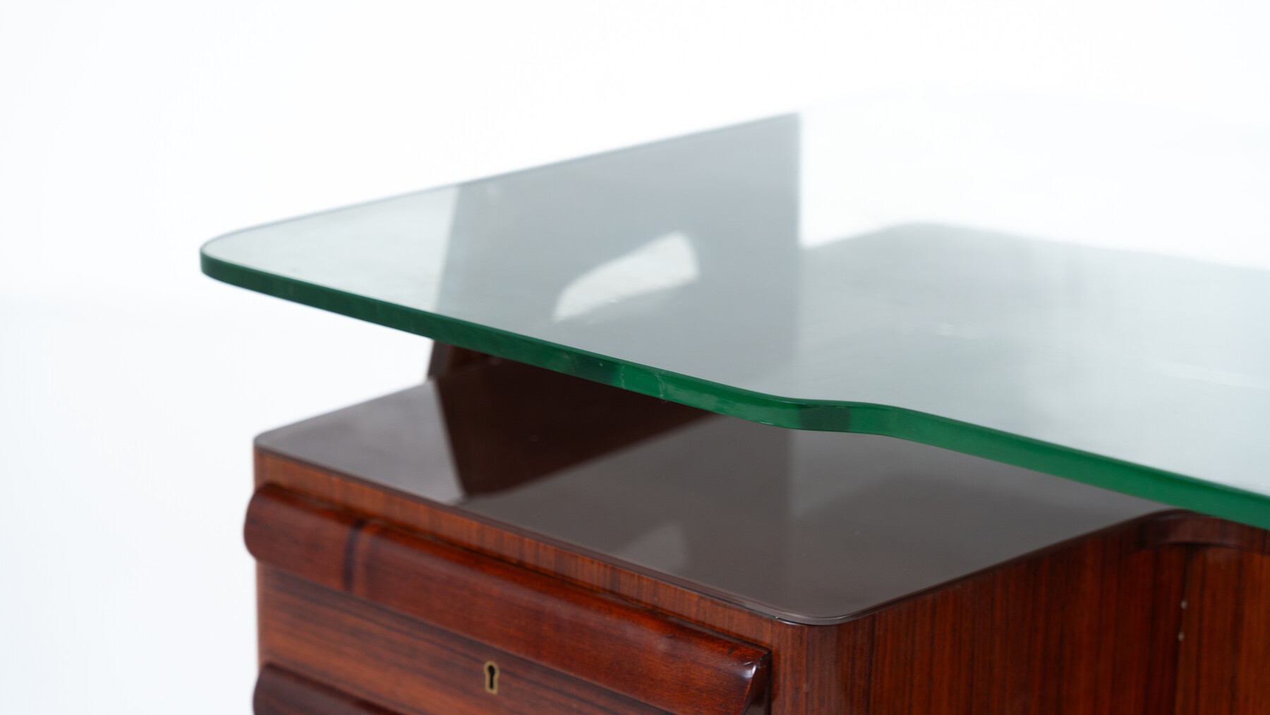 Mid-Century Modern Vittorio Dassi Desk, Wood and Glass, 1950s