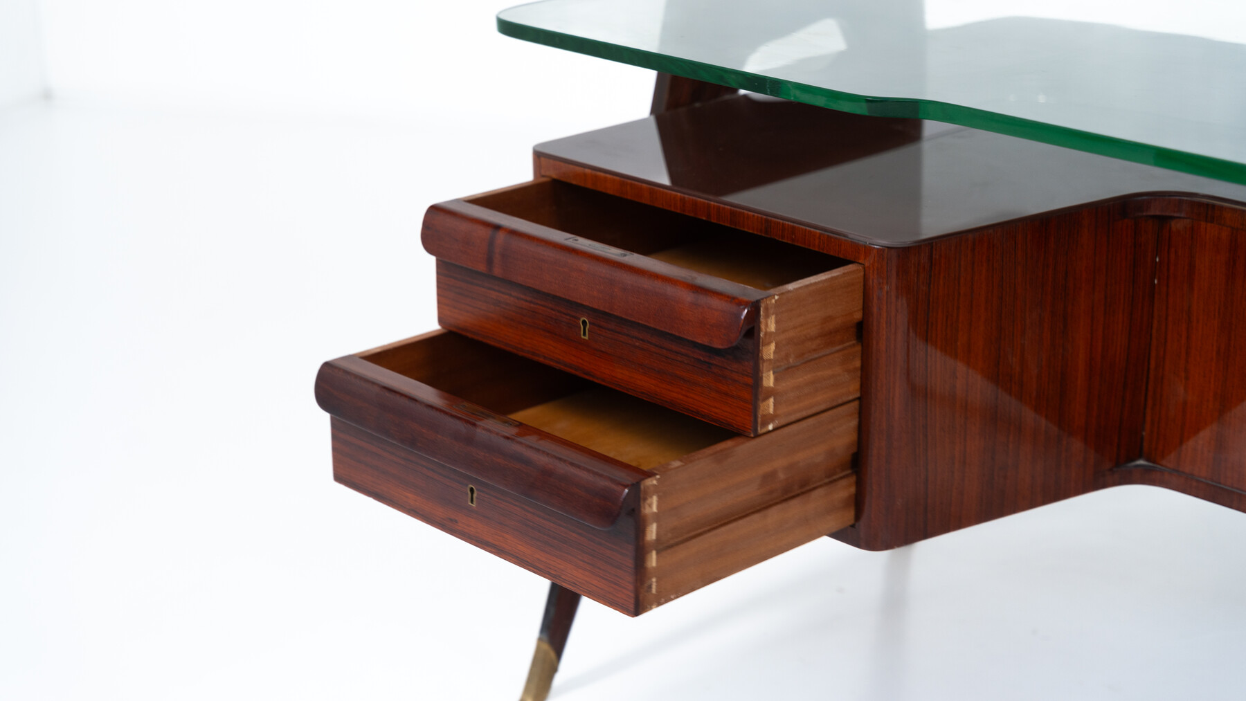Mid-Century Modern Vittorio Dassi Desk, Wood and Glass, 1950s