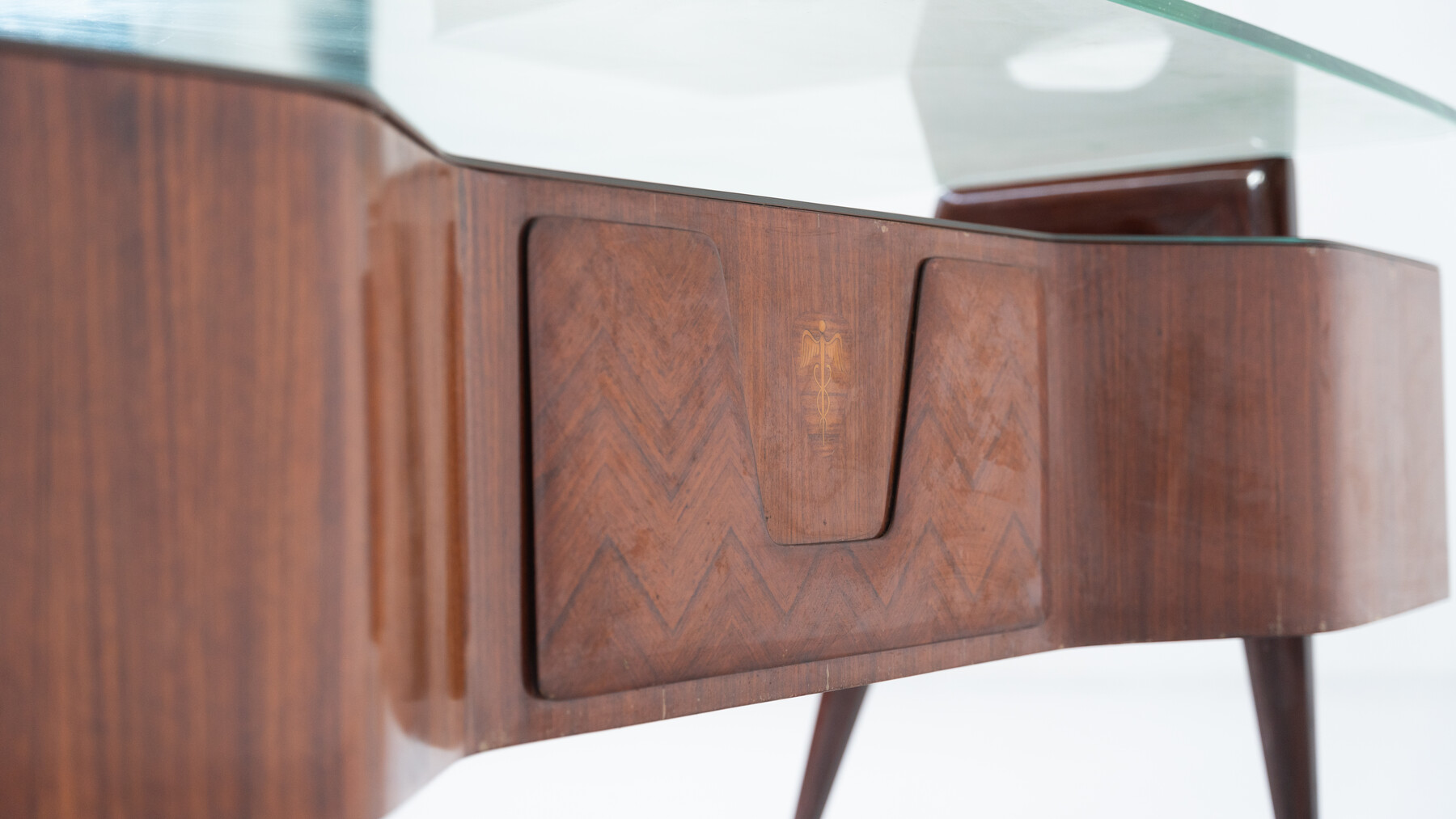 Mid-Century Modern Vittorio Dassi Desk, Wood and Glass, 1950s