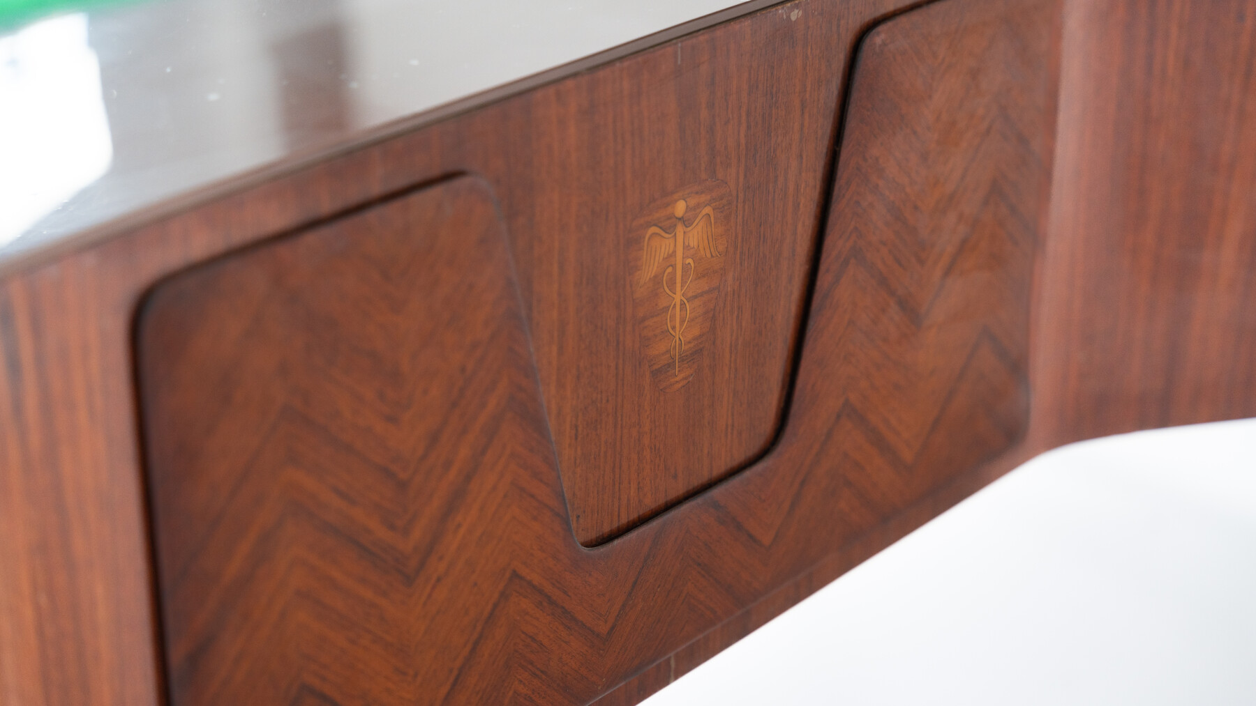 Mid-Century Modern Vittorio Dassi Desk, Wood and Glass, 1950s