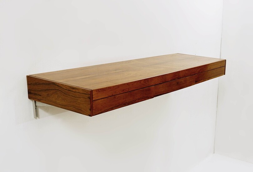Mid Century Modern Wall Console, Wood, Italy, 1960s