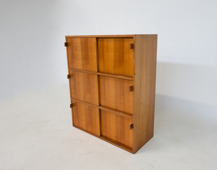Mid-Century Modern Wall Unit by Florence Knoll, Wood and Leather,1960s