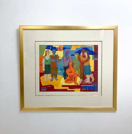 Mid-Century Modern Watercolor signed 'Leclère', 1960s