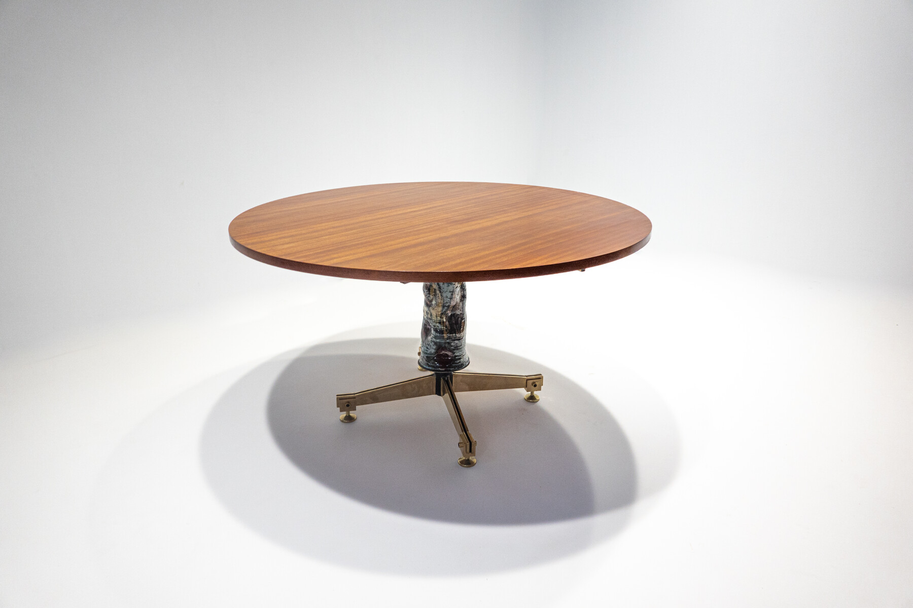 Mid-Century Modern Wood and Ceramic Extendable Dining Table by Melchiorre Bega and Pietro Melandri, Italy, 1950s