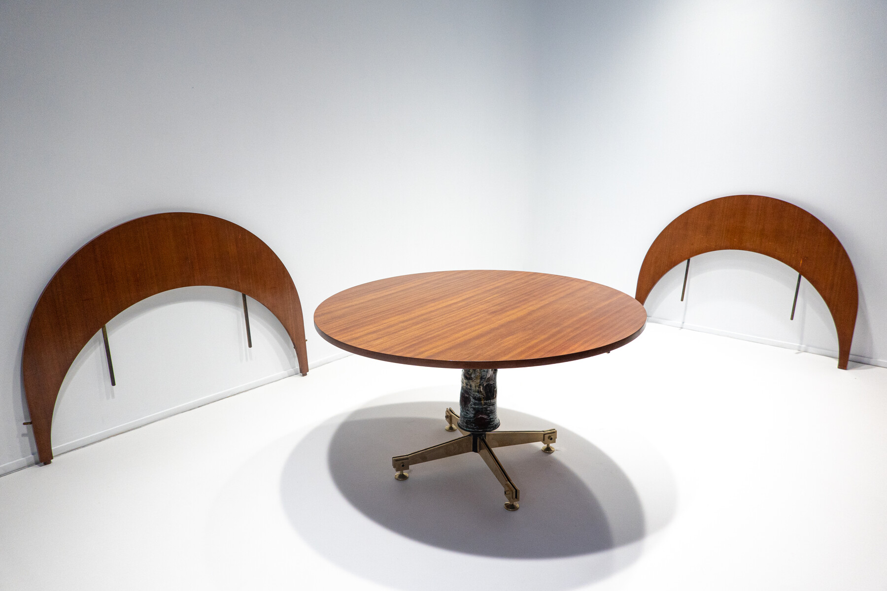 Mid-Century Modern Wood and Ceramic Extendable Dining Table by Melchiorre Bega and Pietro Melandri, Italy, 1950s