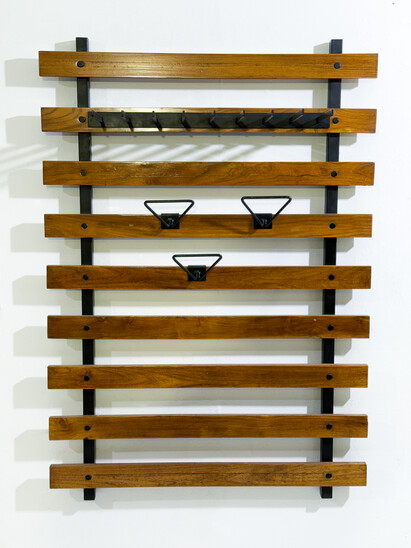 Mid-Century Modern Wood and Metal Coat Rack, Italy