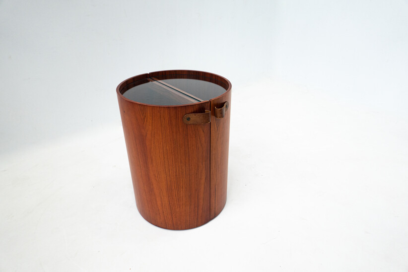 Mid-Century Modern Wooden Bar, Leather Handles, 1960s