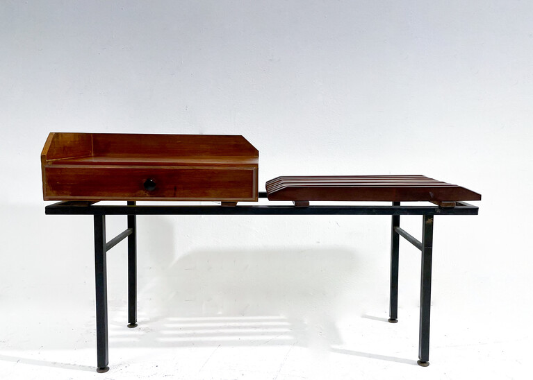 Mid-Century Modern Wooden Bench with Drawers, Italy, 1960s