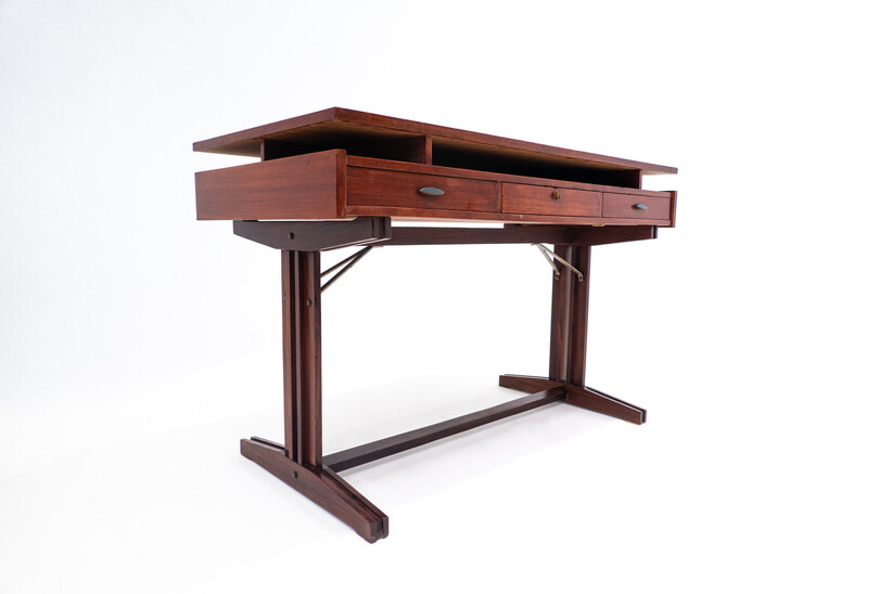 Mid-Century Modern Wooden Desk With Drawers, Italy, 1960s