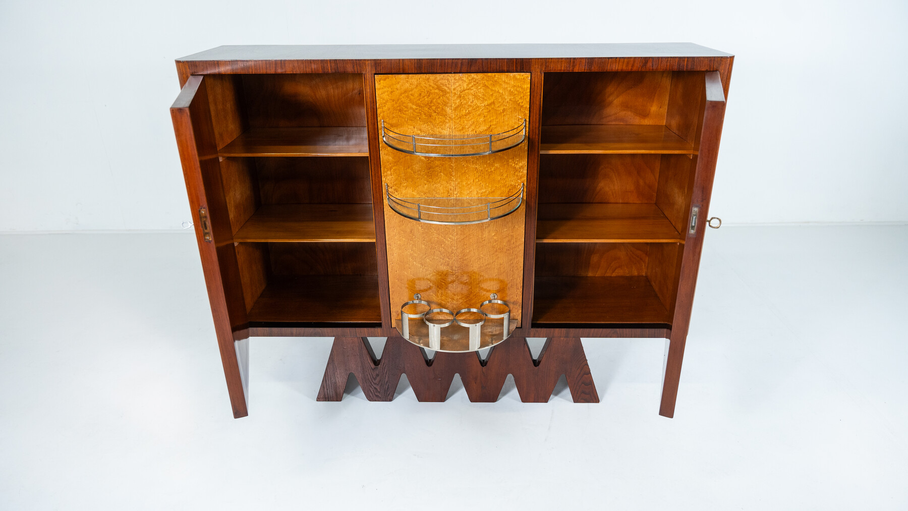 Mid-Century Modern Wooden Italian Bar attributed to Osvaldo Borsani, 1950s