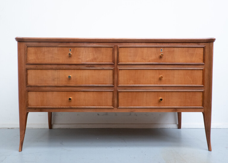 Mid-Century Modern Wooden Italian Chest of Drawers, Walnut, 1950s